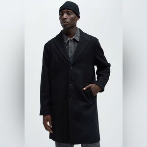 Kazan Wool Like Long Coat - Black